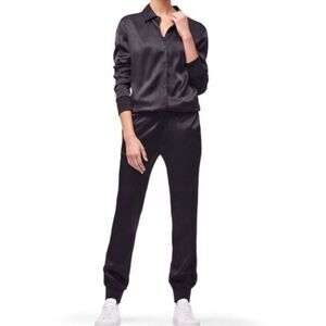 GOOD AMERICAN Black Satin Jumpsuit